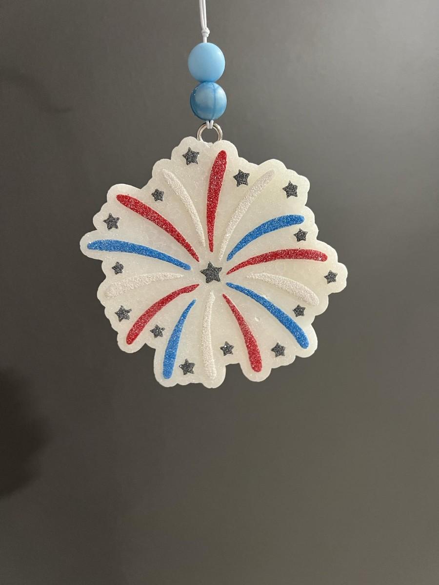 Patriotic firework car freshie