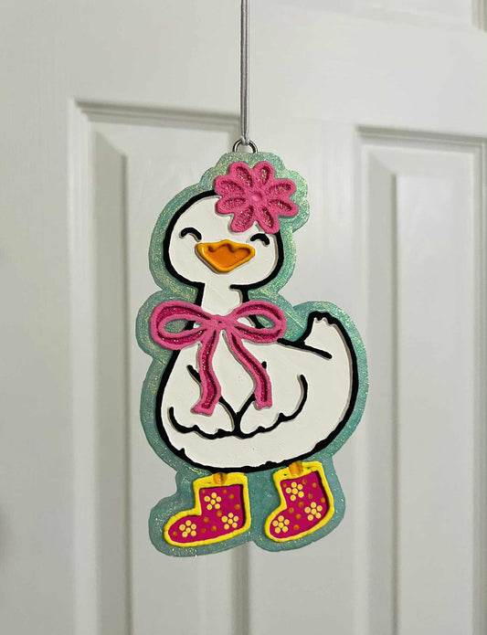 Duck with rain boots car freshie