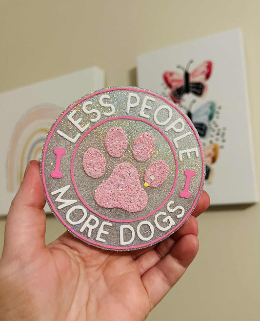 Less people more dogs, paw print car freshie