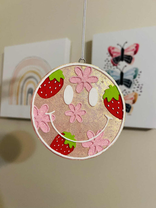 Strawberry smiley car freshie